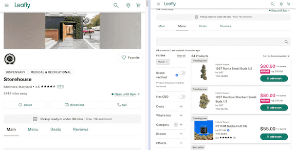 dispensary product menus